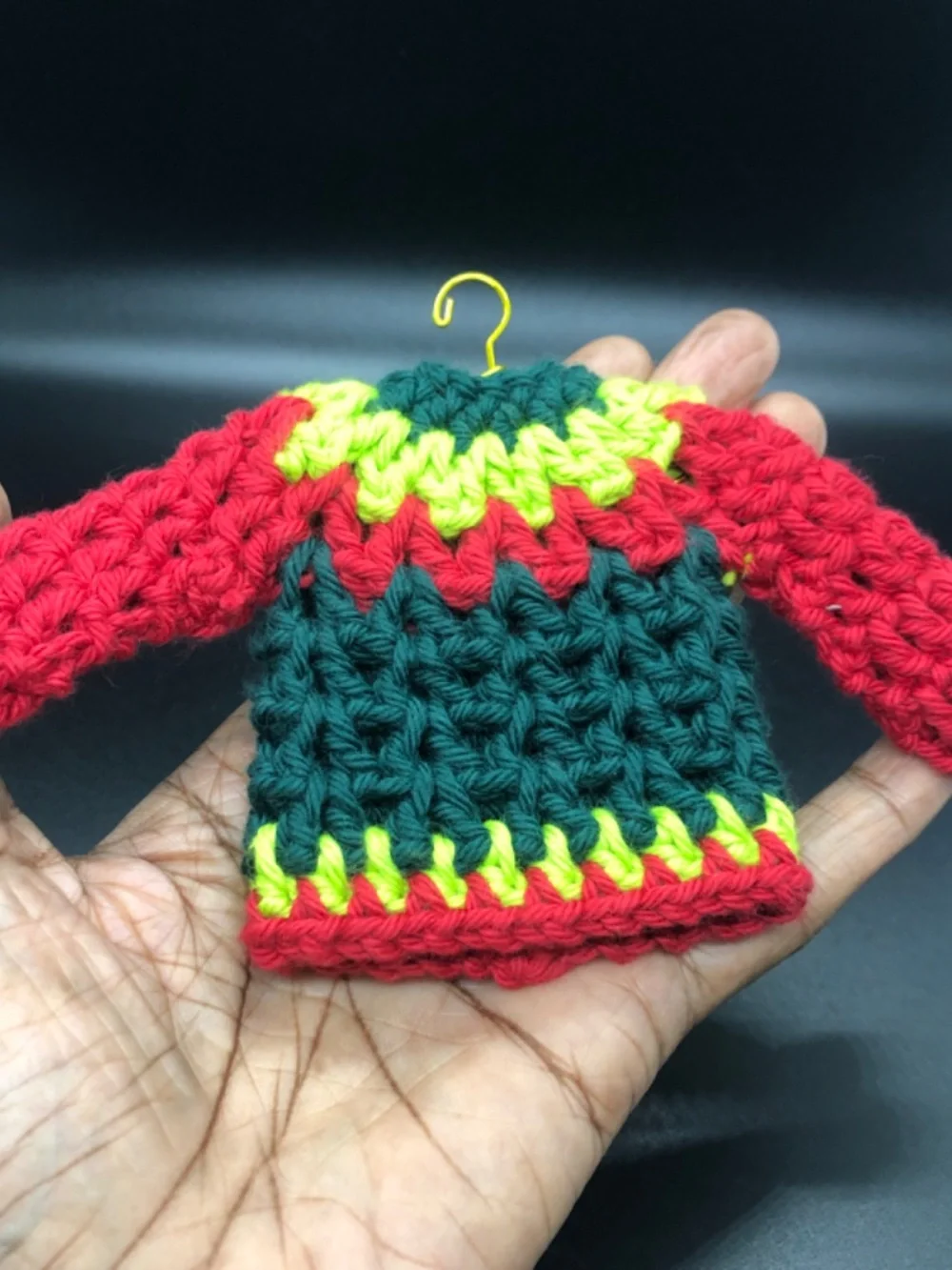 Mini Crochet Sweater Ornament, Gift Tag, Bag Accessory